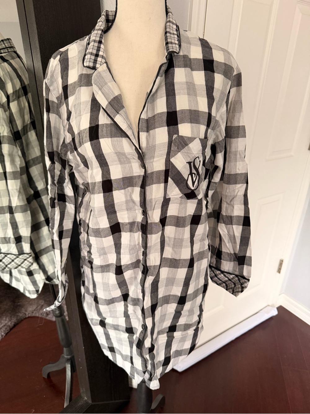 Victoria's Secret Black and White Plaid Shirt